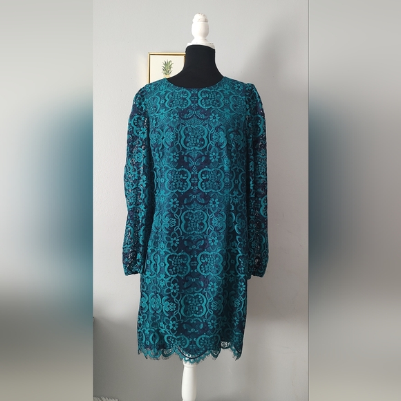 Elegant Blue Lace Dress - Picture 2 of 15